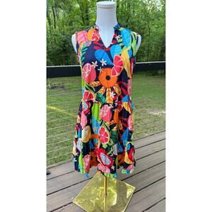 Maude Vivante Fruit Forest Zara A-line Dress Tiered Cotton Poplin XS Women’s
